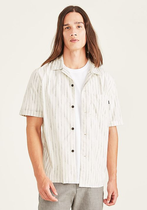 Camisa Seasonal Camp Collar Relaxed Fit a Rayas Verde