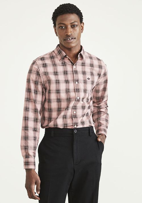Camisa Casual Signature Comfort Flex Standard Fit a Cuadros Rosa