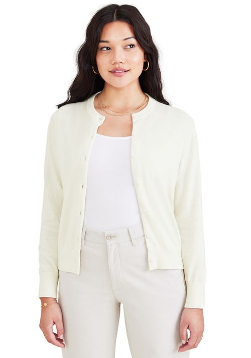 Sweater Mujer Cardigan Regular Fit Blanco