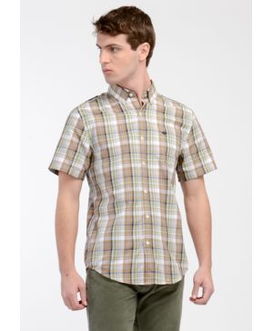 Camisa Woven Refine Regular Fit Beige a Rayas