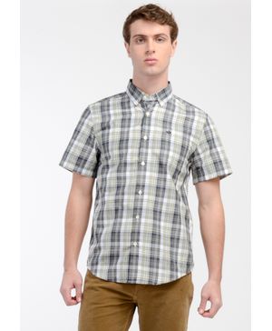 Camisa Woven Refine Regular Fit Gris a Cuadros