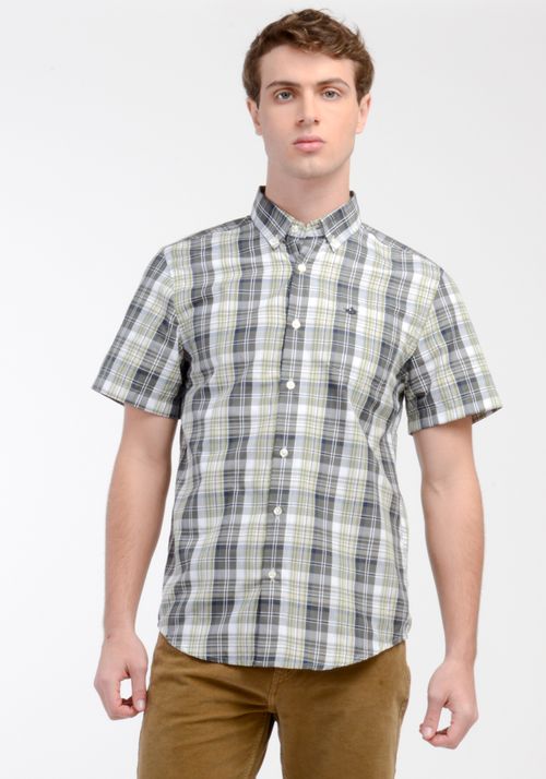 Camisa Woven Refine Regular Fit Gris a Cuadros