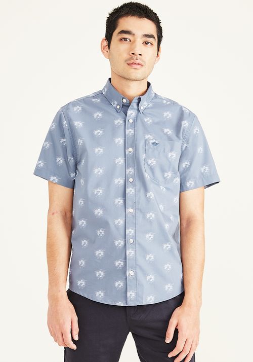 Camisa Casual Manga Corta Signature Comfort Flex Standard Fit Print Vintage Indigo