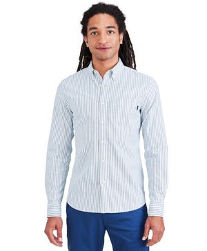 Camisa Button Collar Slim Fit Celeste