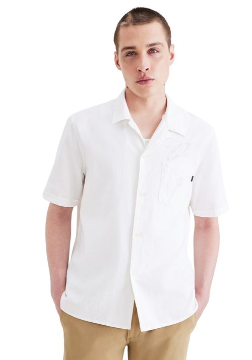 Camisa Camp Collar Regular Fit Blanco