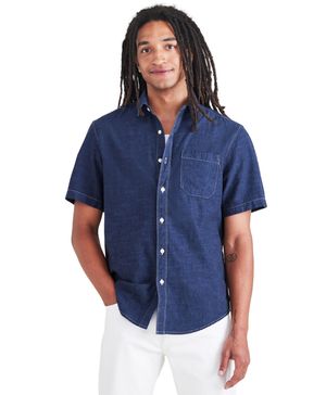 Camisa Casual Regular Fit Dark Indigo Rinse
