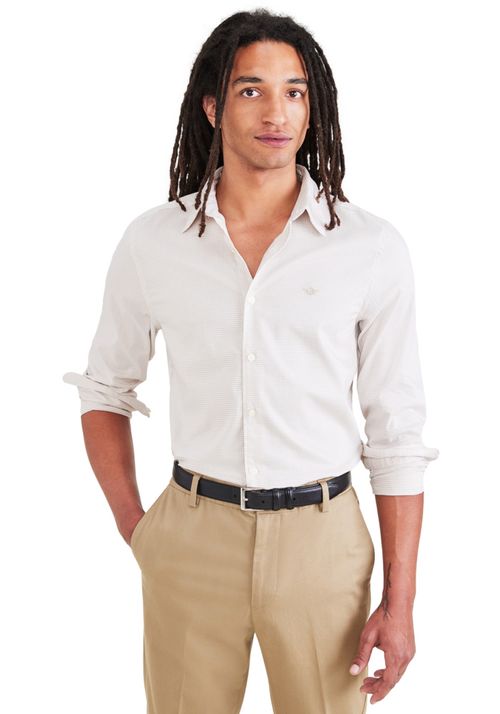 Camisa Refined Poplin Slim Fit Beige