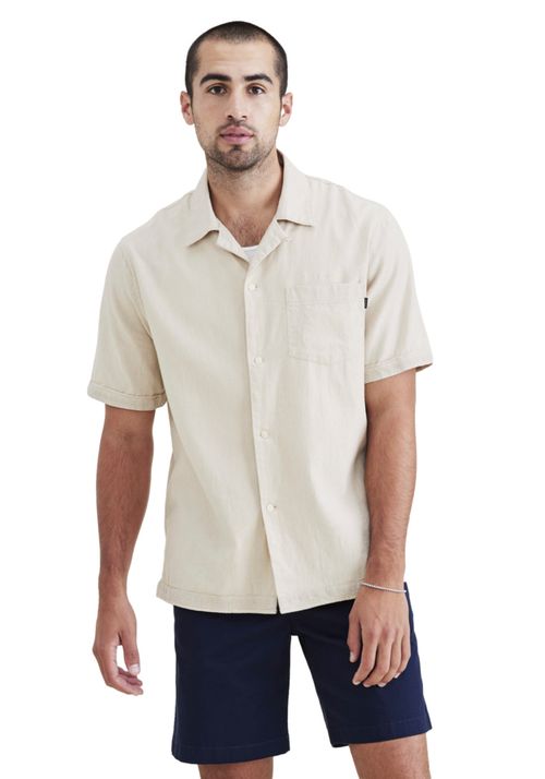 Camisa Camp Collar Regular Fit Beige