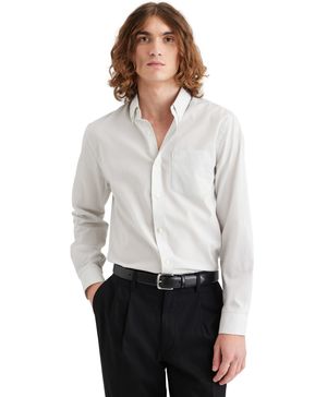 Camisa Signature Woven Stain Defender Classic Fit Gris