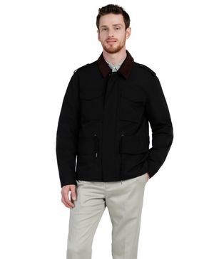 Chaqueta Poly Cotton Faille Regular Fit Negra