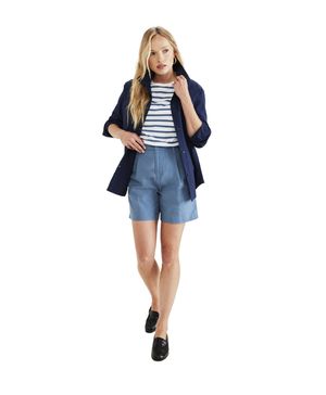 Short Mujer Original Khaki Pleated High Rise Azul