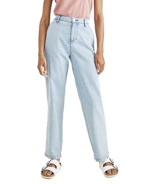 Pantalón Mujer Original Khaki High Waisted Straight Fit Celeste