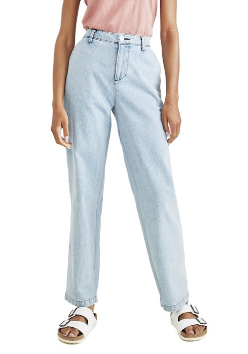 Pantalón Mujer Original Khaki High Waisted Straight Fit Celeste