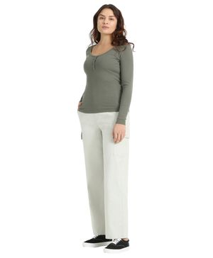Pantalón Mujer Cargo Straight Fit Mid Rise Gris