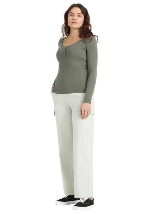 Pantalón Mujer Cargo Straight Fit Mid Rise Gris