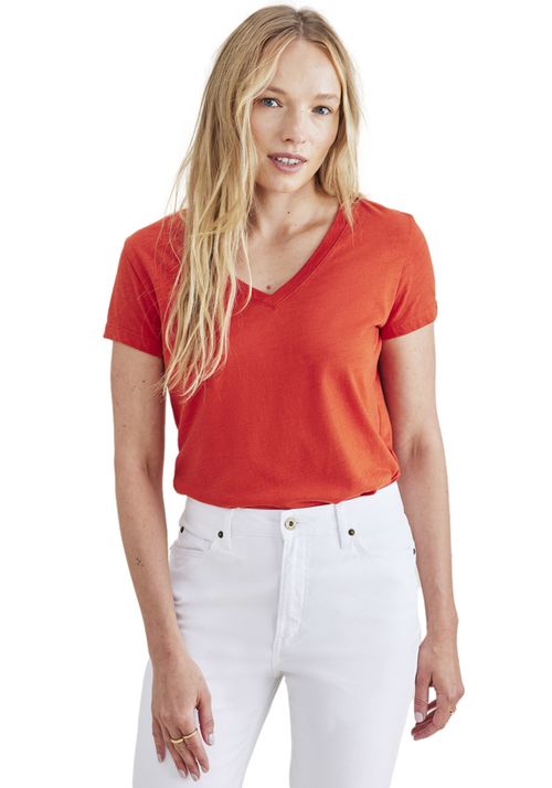 Polera Mujer V-neck Slim Fit Roja