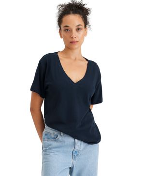 Polera Mujer Deep V-Neck Regular Fit Azul