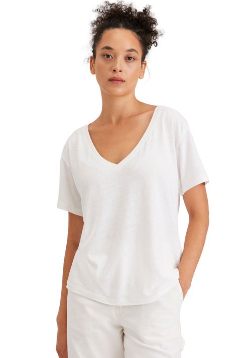 Polera Mujer Deep V-Neck Regular Fit Blanco