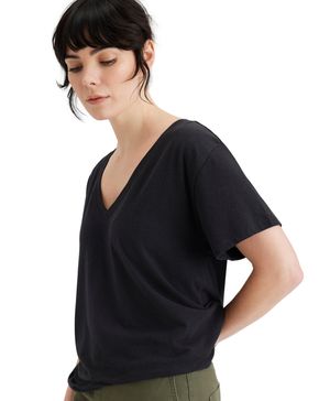 Polera Mujer Deep V-Neck Regular Fit Negro