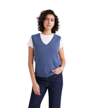 Sweater Mujer Cap Sleeve Regular Fit Azul
