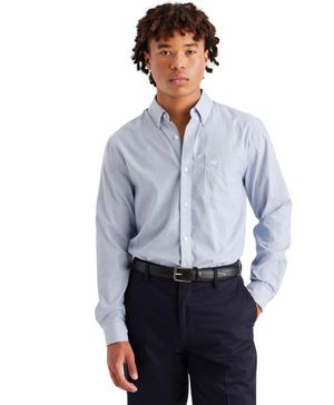 Camisa Signature Woven Stain Defender Classic Fit Celeste
