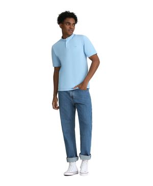 Polera Stand Collar Polo Slim Fit Celeste
