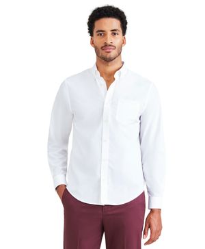 Camisa Signature Woven Stain Defender Classic Fit Lucent White
