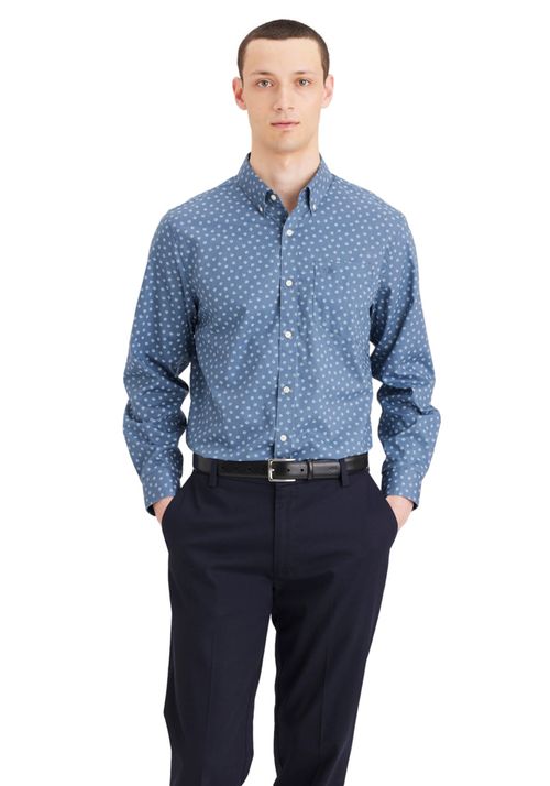 Camisa Signature Stain Defender® Classic Fit Bluefin