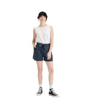 Short Mujer Tie Front Azul