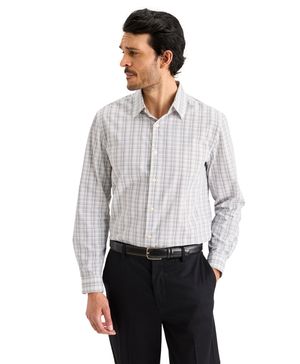 Camisa Workday Classic Fit con Smart 360 Flex® Blanca a Cuadros