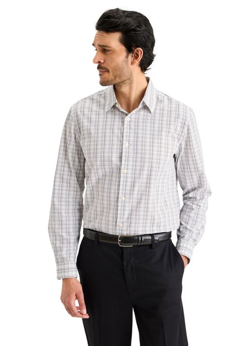 Camisa Workday Classic Fit con Smart 360 Flex® Blanca a Cuadros