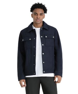 Chaqueta Wool Blend Regular Fit Azul