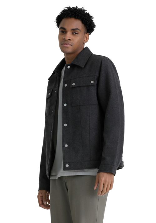 Chaqueta Wool Blend Regular Fit Gris