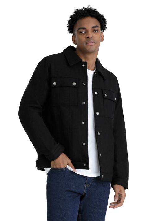 Chaqueta Wool Blend Regular Fit Negra