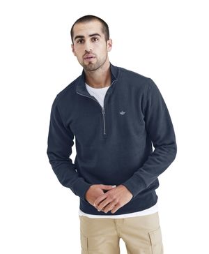 Sweater Quarter-Zip Fleece Regular Fit Azul