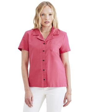 Blusa Mujer Camp Collar Regular Fit Rosa